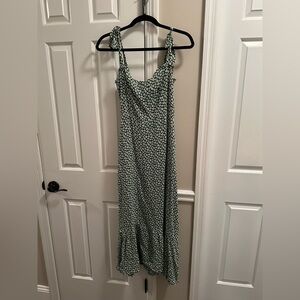 Reformation Floral Maxi Green Dress